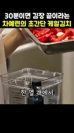 재료 및 사전 준비(케일·마늘 10개·홍고추 20개·찹쌀가루 미리 준비)