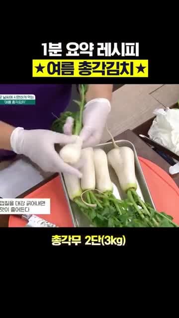 여름 총각김치 1분 레시피: 1시간 절여 반나절 익혀 바로 먹는 초간단 총각무 김치