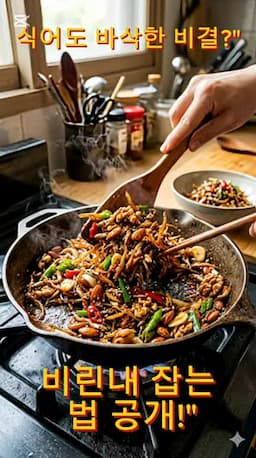 조리 순서 마른 팬 볶기 → 양념 → 올리고당 마무리