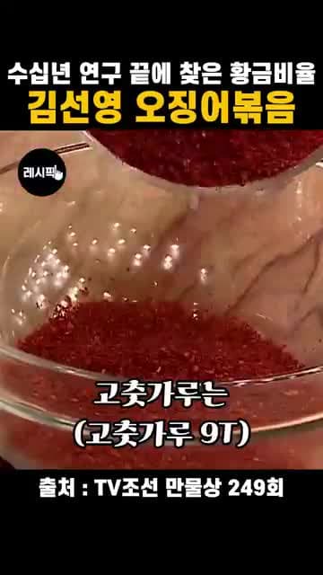 김선영 오징어볶음 황금비율 레시피: 양념장 비율과 볶는 순서
