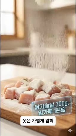 닭가슴살 준비와 겉바속촉 굽기 — 자르기 밑간 밀가루 옷 팬 굽기 순서