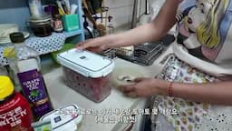사누끼 우동과 채소 새우 준비